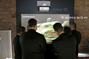 layar proyeksi 3D aktif