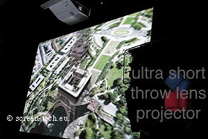 ecrã de projecção para projetores de grande angular