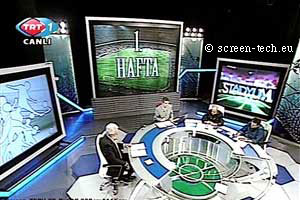 Tela de projeção em estúdio de televisão